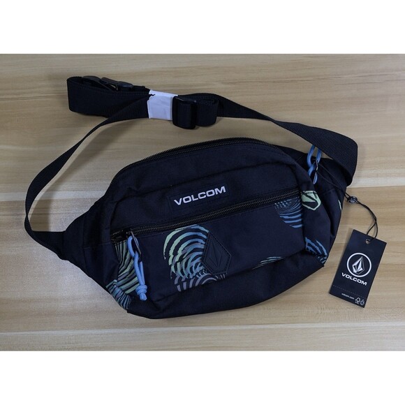 Volcom Black Unisex Poly Waist Bag Launch Waistpack Belt Bag Fanny Pack NEW - Picture 1 of 9